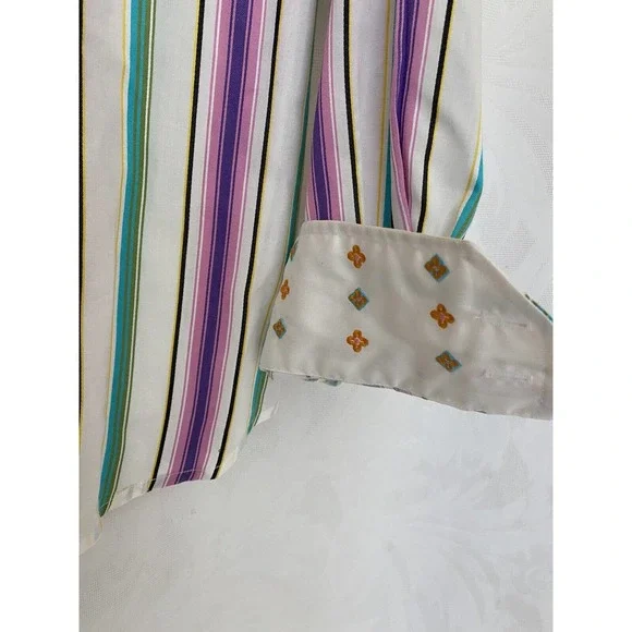 Robert Graham Shirt Button Down Long Sleeve Striped Purple Pink White Bl…